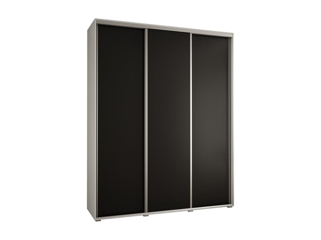 Luxameub 1 Sliding Door Wardrobe 235.2/200/60 3 Doors White/Black/Silver YTHA34777