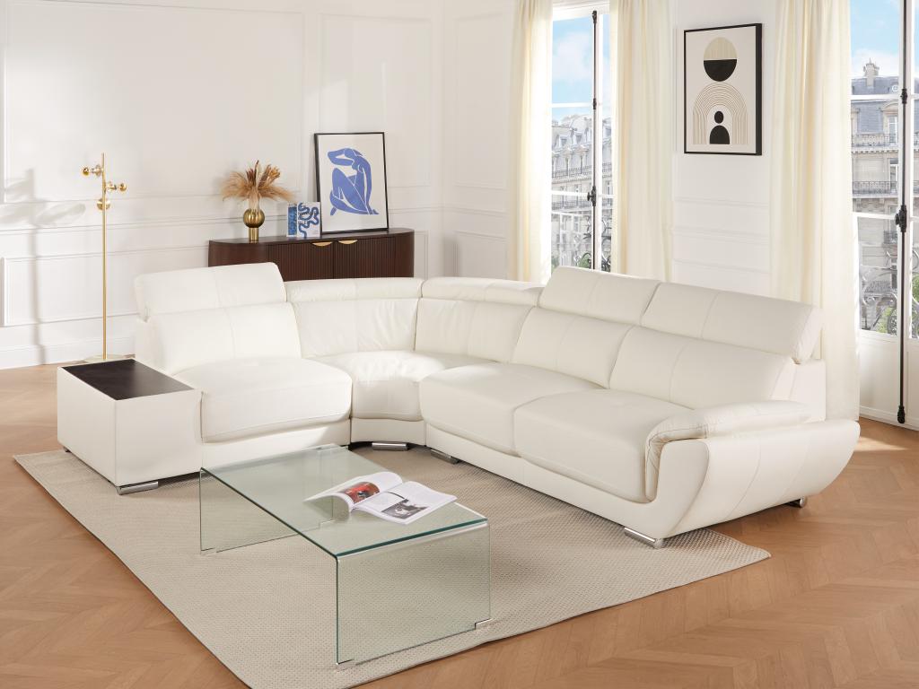 Luxameub Leather Corner Sofa - White - Left Corner XDUJ39307