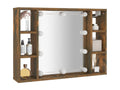 Mirrored wardrobe with LED lighting, smoked oak, 76x15x55 cm, TCYZ23861