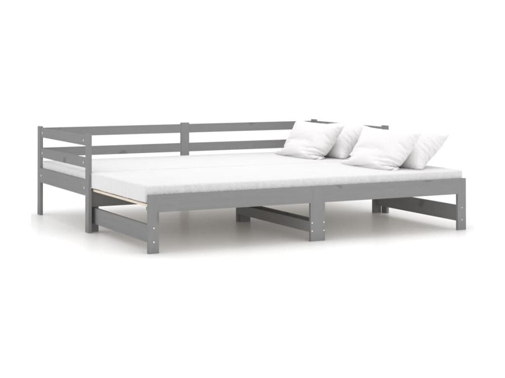 Sliding bed Grey Solid pine wood 2x 90x200 cm KXHZ61933