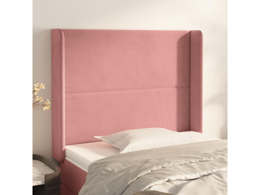 Headboard with wings, Pink, 83x16x118/128 cm, Velvet, HTHL53651