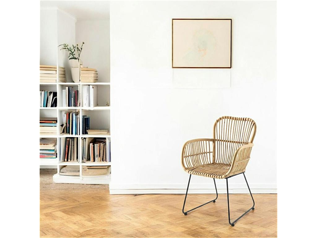 Luxameub rattan armchair with black metal legs PINPAI YHLF20003