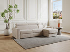 PINPAI reversible corner sofa bed in beige corduroy - 160 cm wide sleeping area - 18 cm mattress - Luxameub YUDE34554