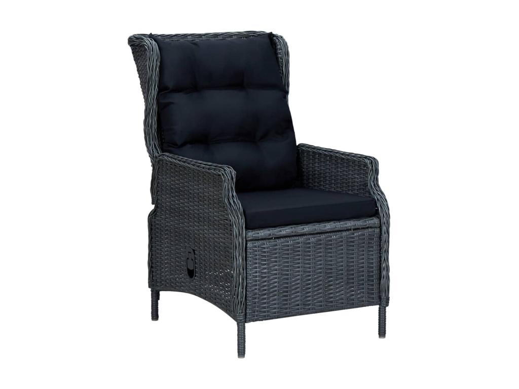 9-piece dining set with cushions, dark grey woven resin FVGC76912