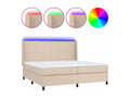 Upholstered bed base with LED mattress, Cappuccino color, 200x200 cm, faux leather, KUME47867