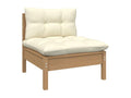 8-piece garden furniture set with cream cushions, pine wood, 3 TVHN31856