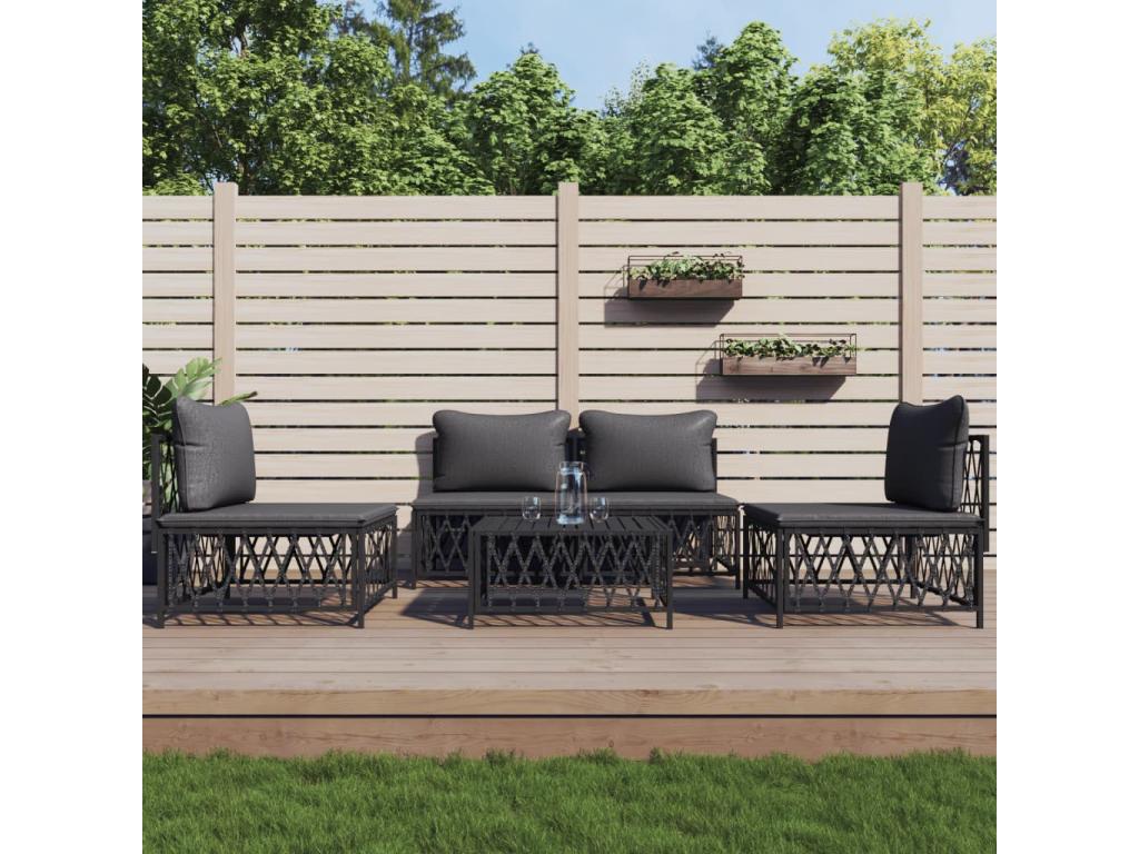 Garden furniture set with cushions, 5 pieces, anthracite steel ODGT88759
