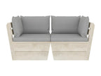 2-seater pallet garden sofa with cushions, spruce wood SKFM20545