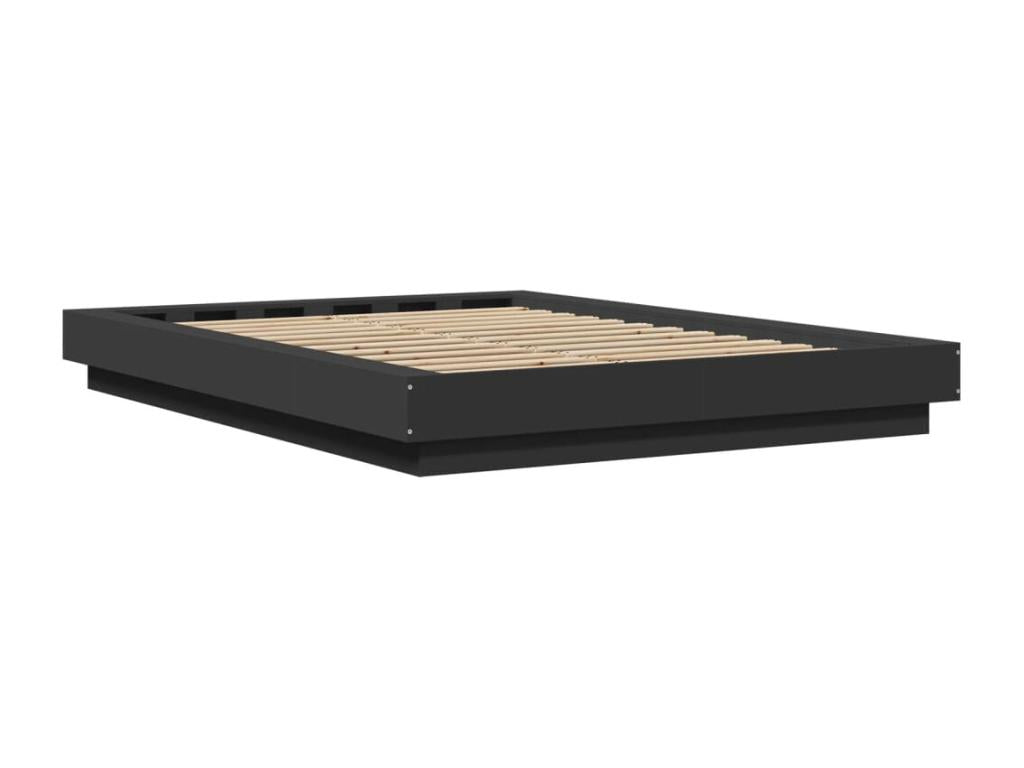 Bed frame with black LED lights, 135x190 cm, engineered wood, JERD64579