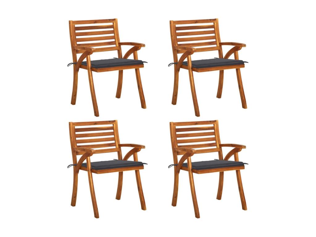 Garden chairs with cushions, 4 pieces, solid wood, Cosymeub QPLS14252