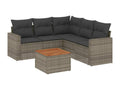 6-piece garden furniture set with grey resin wicker cushions FFIG50160