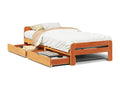Bed frame without mattress, brown wax finish, 90x200 cm, solid pine wood, KSUO17402