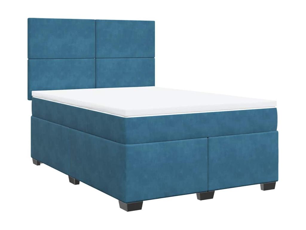 Luxameub bed base and blue 140x190 cm velvet mattress EIRJ85754