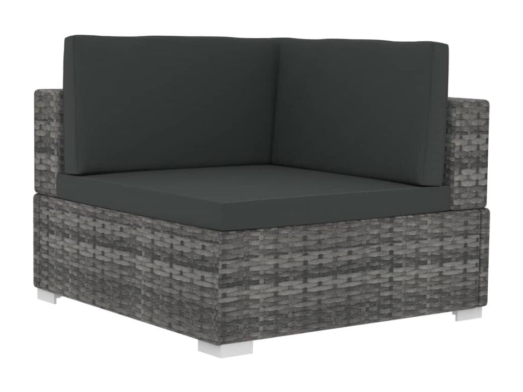 Garden furniture set with cushions, 3 pcs, grey woven resin, VEUT91288