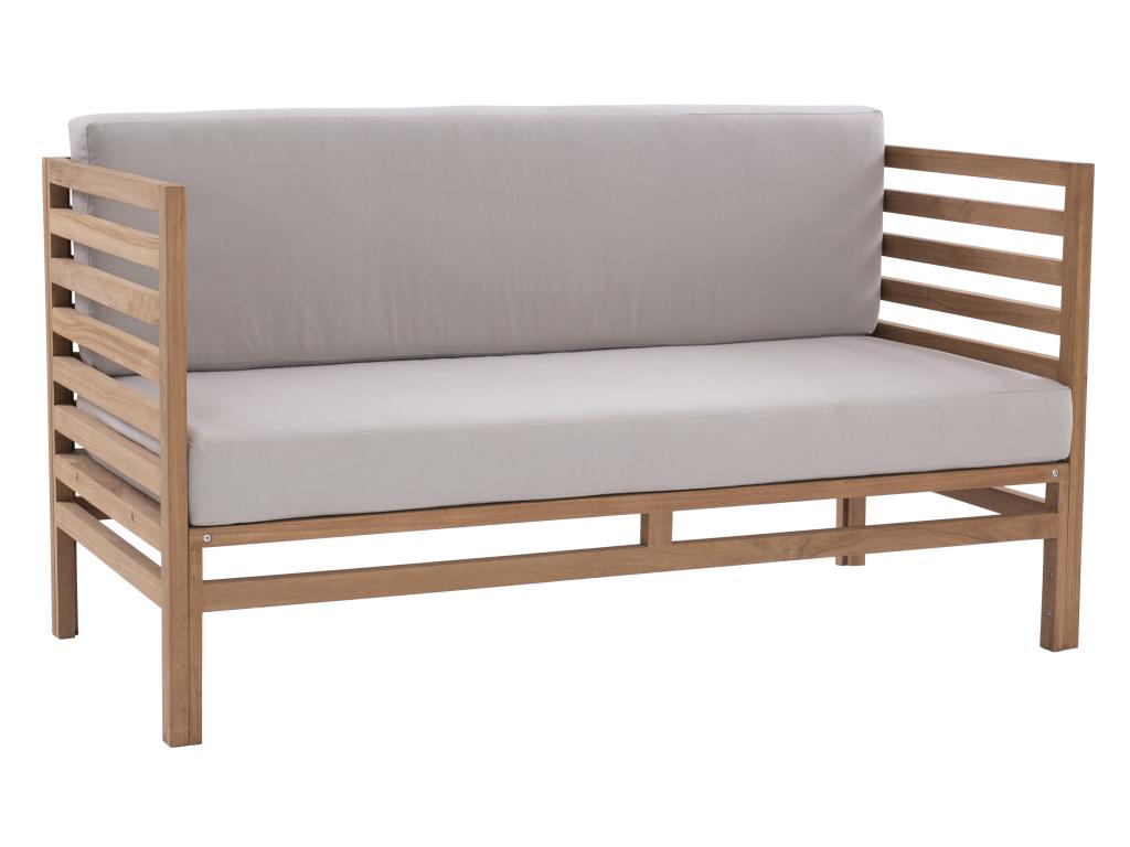 2-seater teak garden sofa - Light natural and grey - Luxameub IDMZ25287