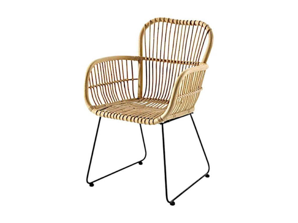 Luxameub rattan armchair with black metal legs PINPAI YHLF20003