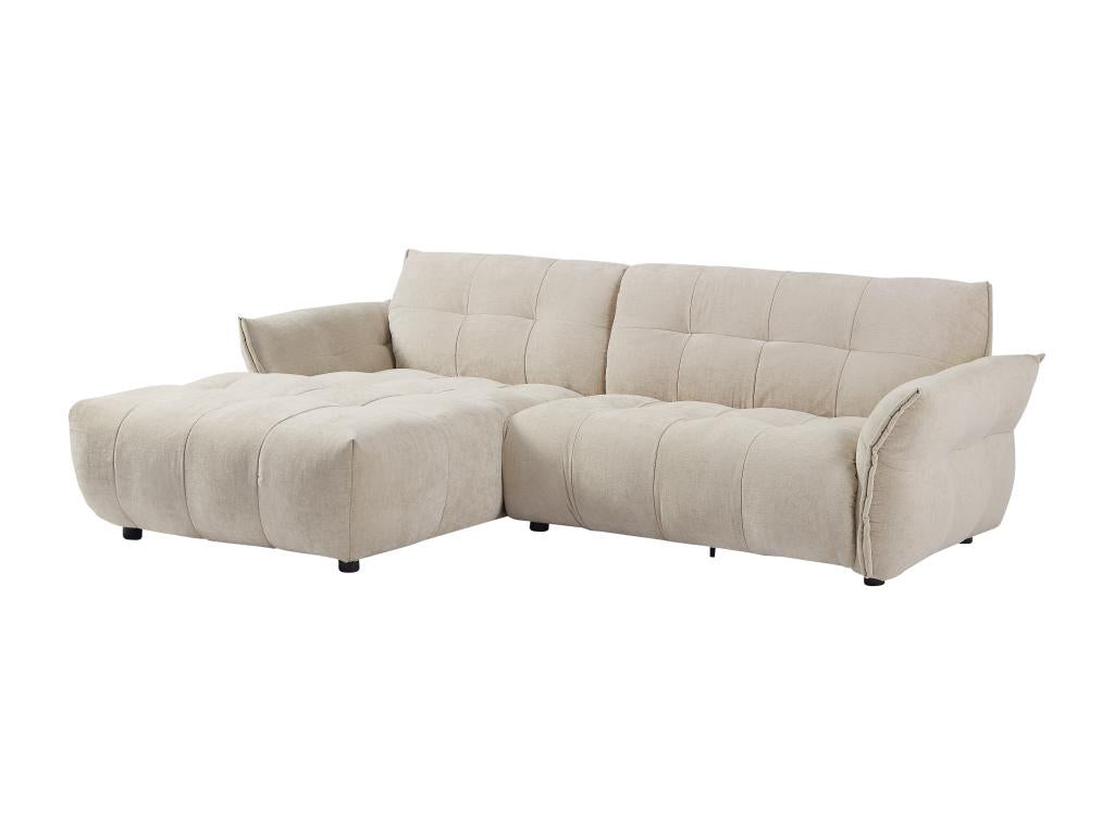 Left-hand corner sofa in beige mottled fabric Luxameub ROPP78391