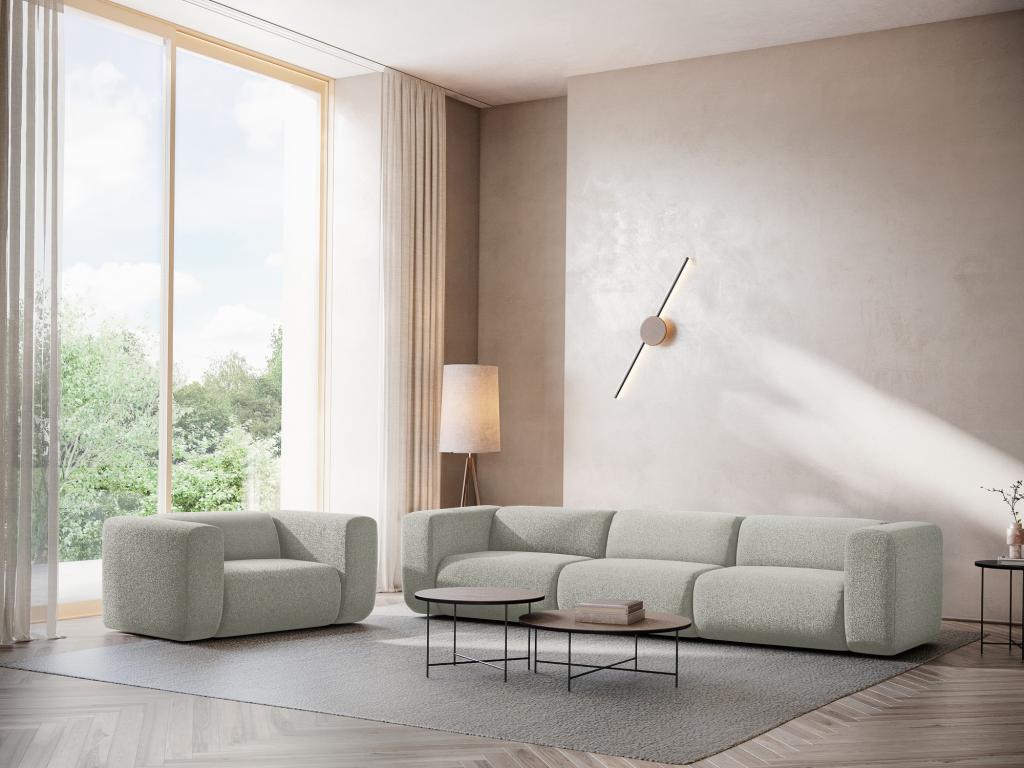 Armchair for modular sofa in textured fabric - light grey - Luxameub QLBU75916