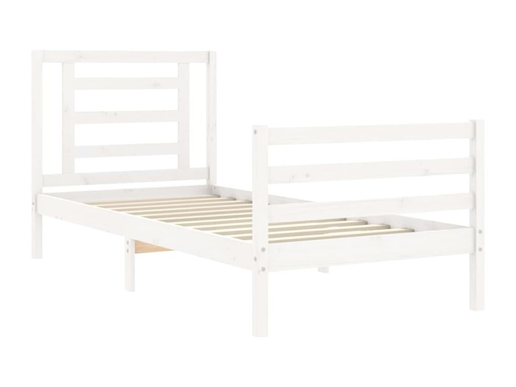 White bed frame and headboard 100x200 cm solid wood HCVA96642