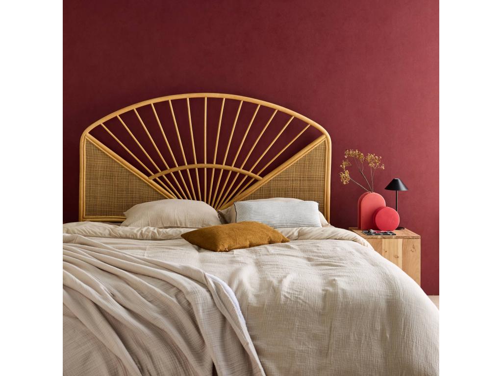 Natural rattan and cane headboard - light wood - Luxameub - W142 x D3 x H115cm RKWB49989