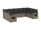 9-piece garden furniture set with grey resin wicker cushions PCEH45647