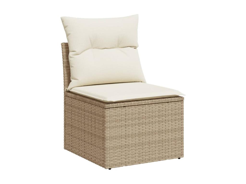 8-piece garden furniture set with cushions, beige woven resin, ULYD88785