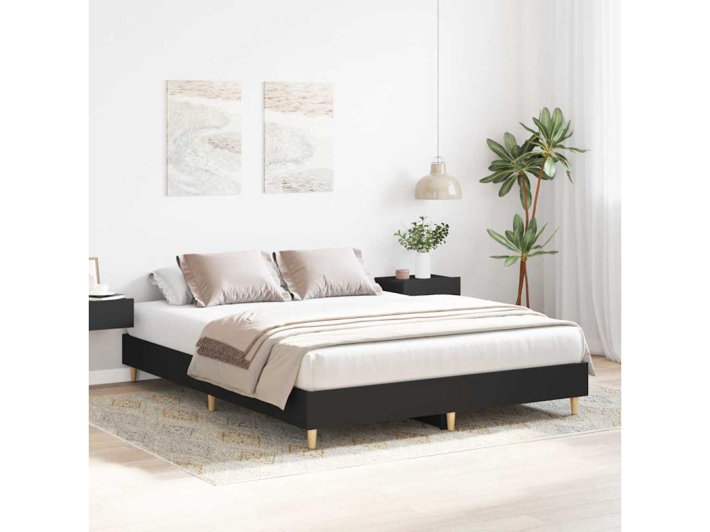 Black engineered wood bed frame without mattress, 140x200 cm BCWD72465