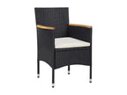 5-piece garden dining set, black wicker resin, ADOP69528