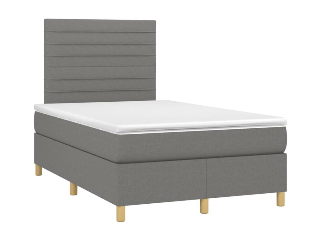 Upholstered bed base and mattress with LED lighting, Dark Grey, 120x200 cm, Fabric LTOF58524