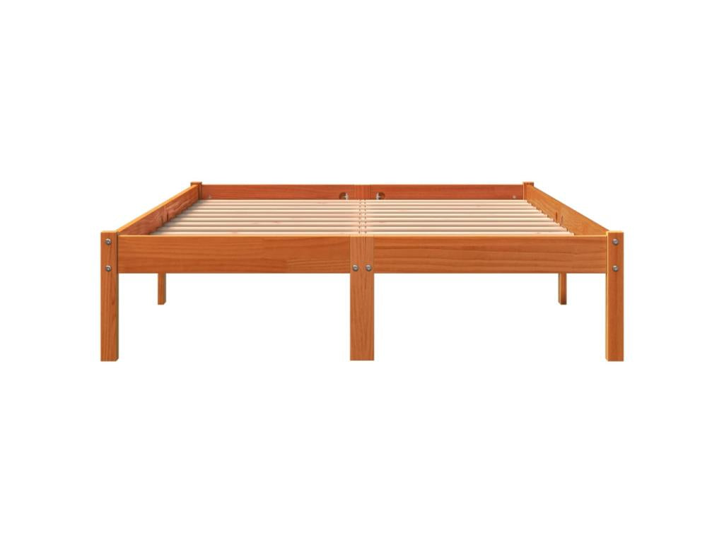 Bed frame without mattress brown wax 140x200cm solid pine wood YUSE23052