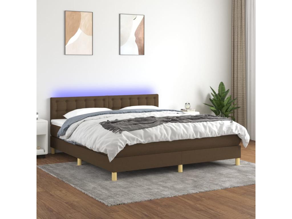 Luxameub bed base with mattress and LED, dark brown, 180x200cm CFTI86803