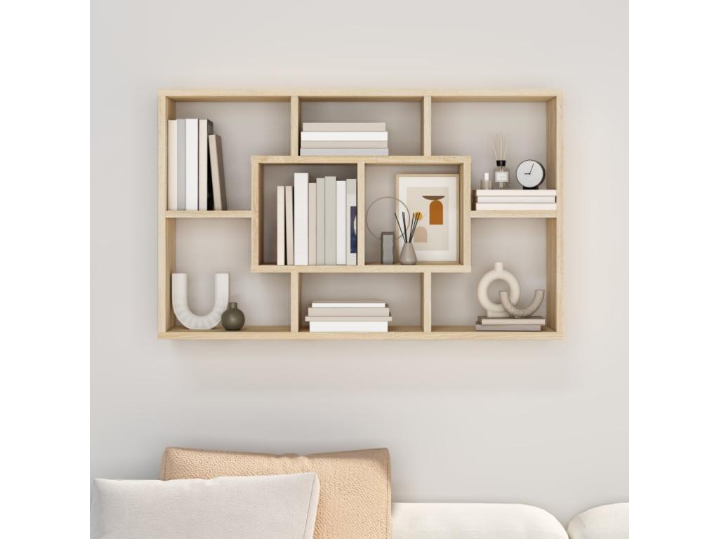 Luxameub Oak Wall Shelf 85x16x52.5 Engineered Wood PVUE76346