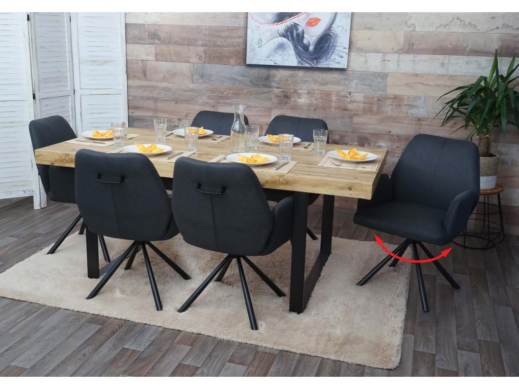 6x Luxameub-H71 dining chair, kitchen chair, reclining chair, fabric/textile, steel - dark grey YKKP66527