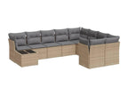10-piece beige resin wicker garden furniture set with cushions OKPM99912