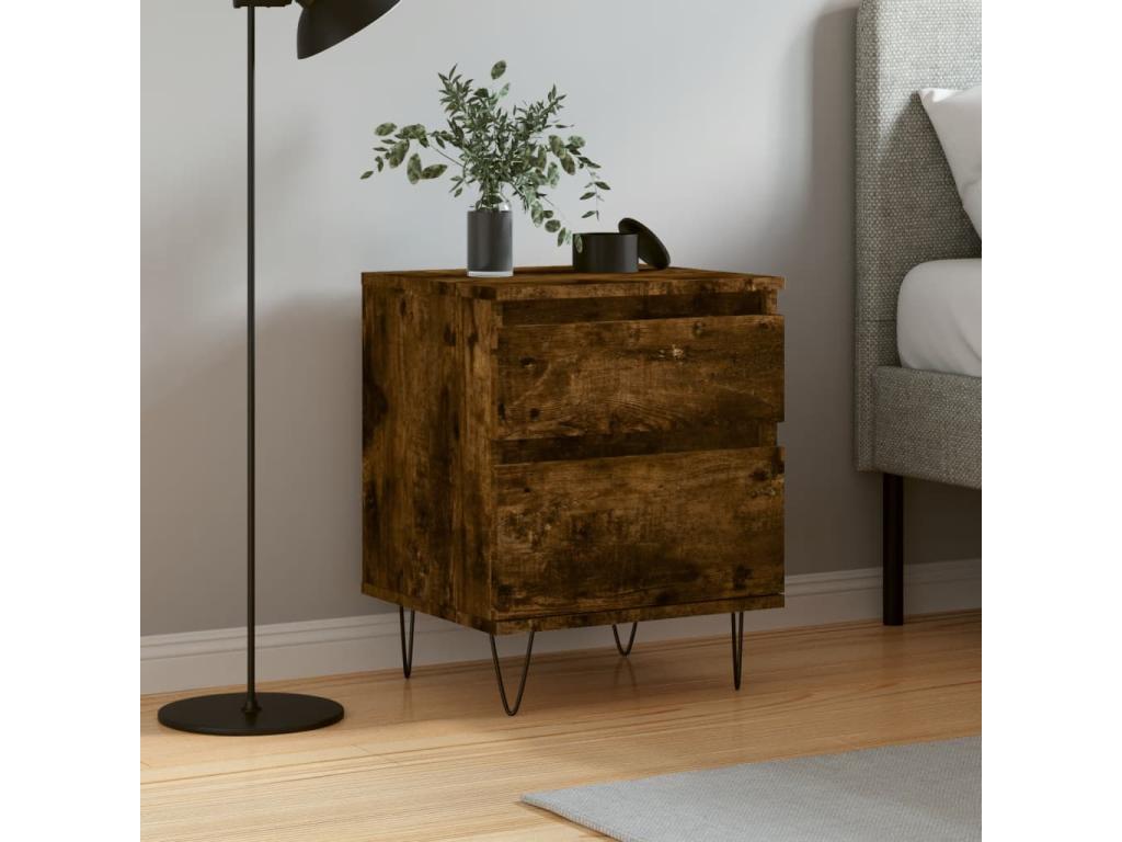 Smoked oak bedside table 40x35x50 cm engineered wood OYOL36402