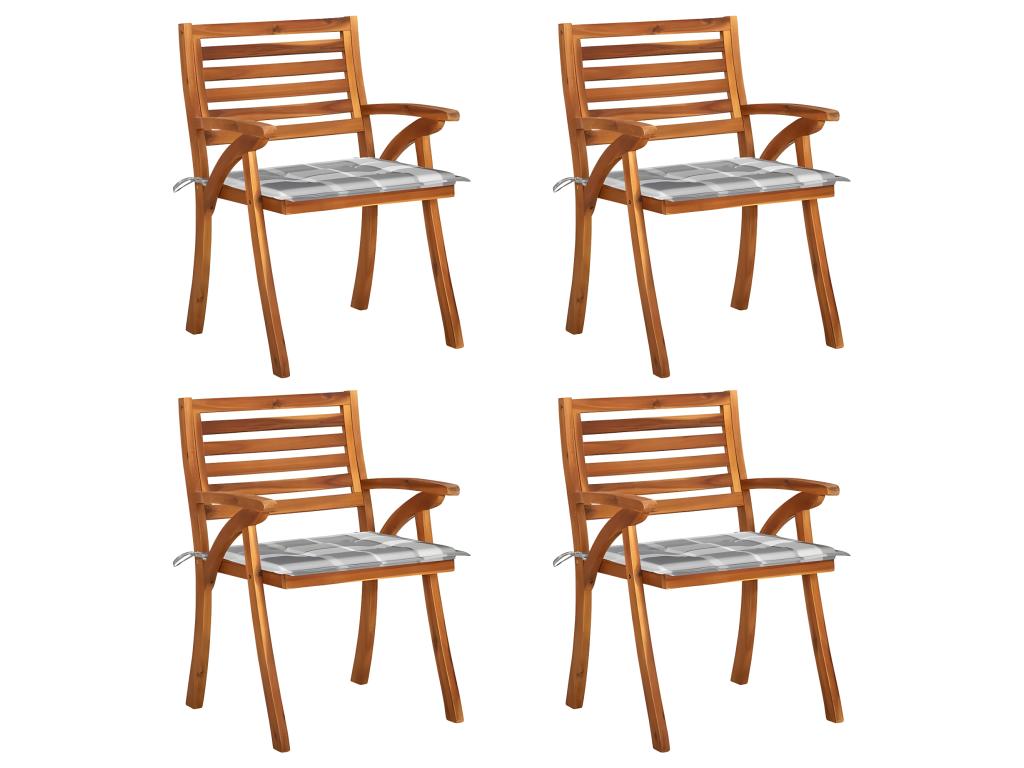 Garden chairs with cushions, set of 4, solid teak wood, WGCZ49932