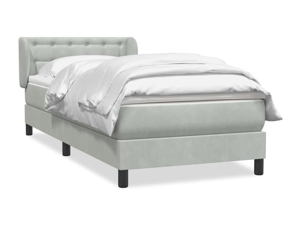 Luxameub bed base and light grey 90x210 cm velvet mattress DDEJ73421