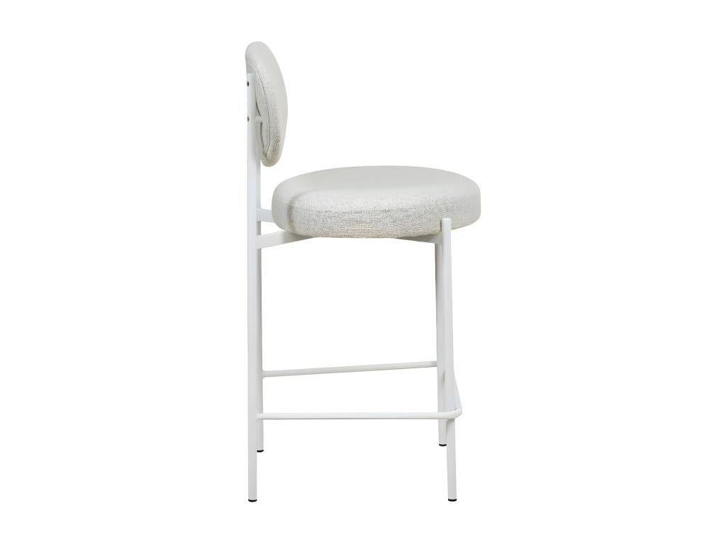 Luxameub - Set of 2 PINPAI fabric bar stools with white legs - Ecru JQZI20471