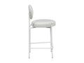 Luxameub - Set of 2 PINPAI fabric bar stools with white legs - Ecru JQZI20471