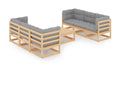7-piece garden furniture set with cushions, solid pine wood, 39 XOJR15730