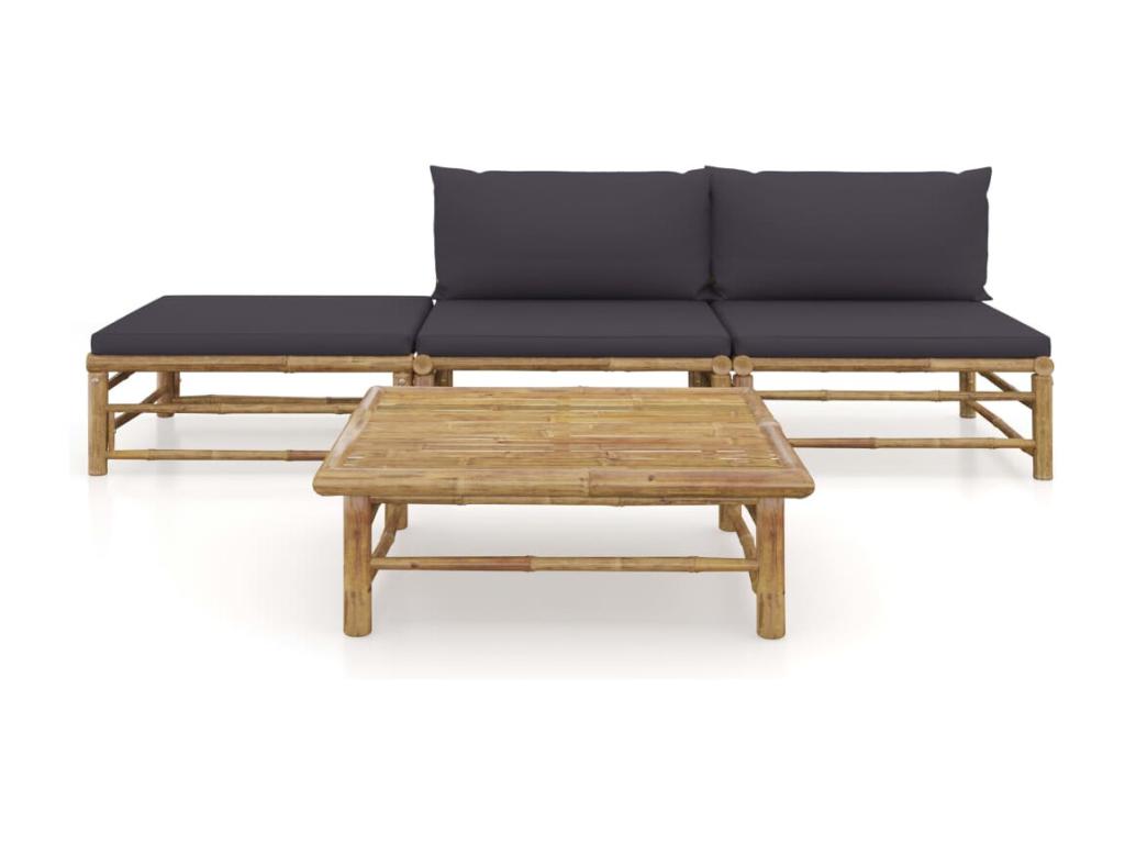 4-piece garden furniture set with dark grey cushions Luxameub PLON54149