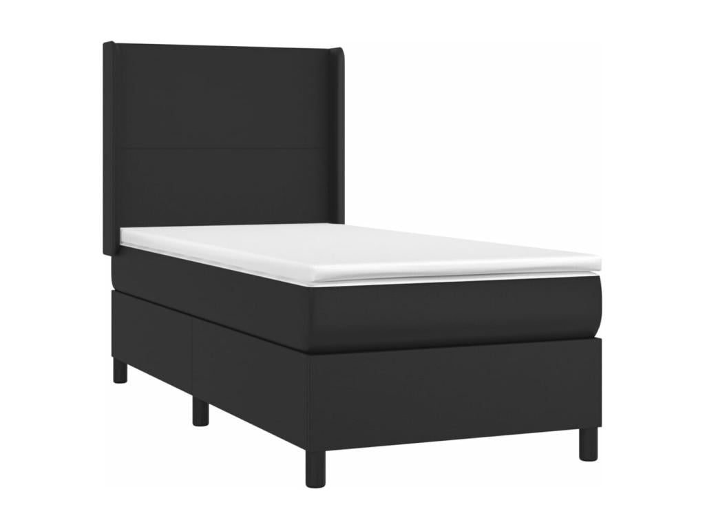 Luxameub bed base with black 80x200 faux leather mattress QHBQ32242
