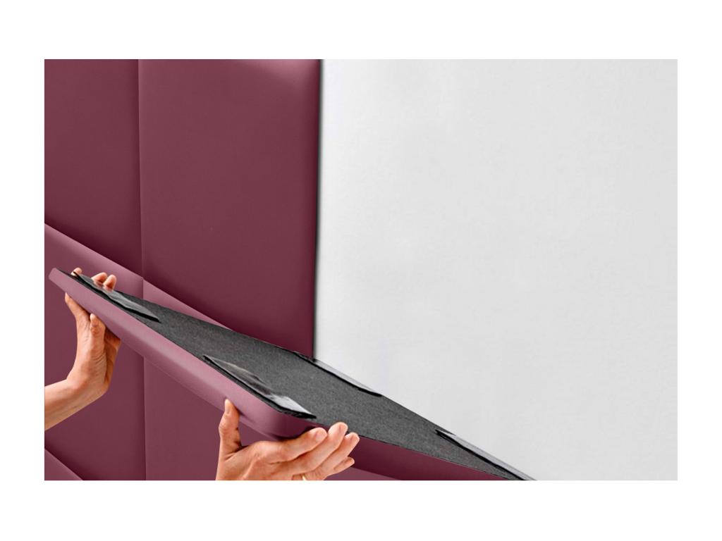 Luxameub Upholstered Headboard in High-Quality Faux Leather, Luxameubérieure composed of interchangeable self-adhesive panels, wine red, 200 cm OCOM49860