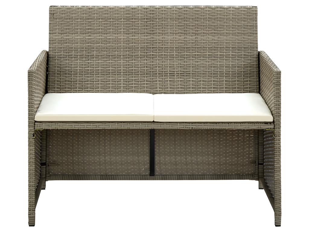 2-seater garden sofa with cushions, beige woven resin GHAC56504