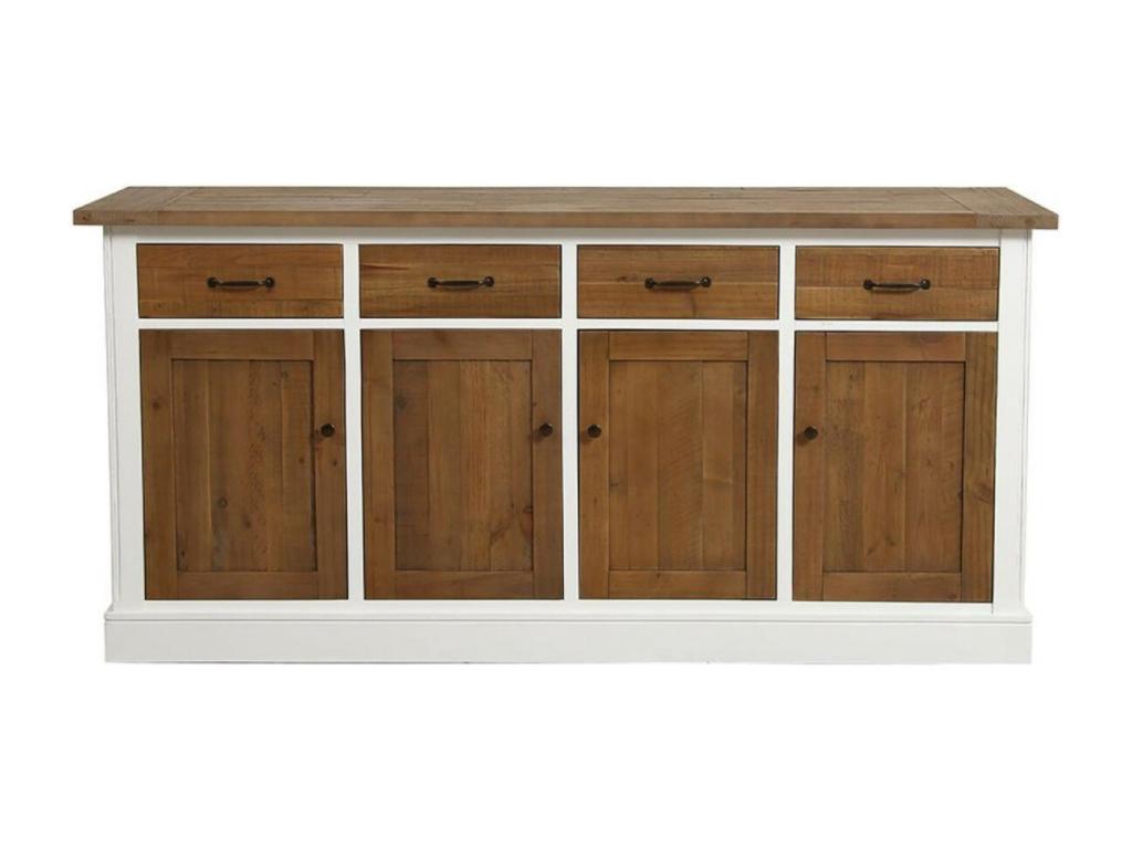 4-Door White Wood-MDF Sideboard Base - PINPAI Luxury Furniture JUZM00833