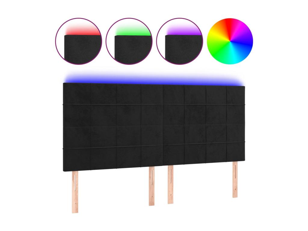 Black LED Headboard 160x5x118/128 cm Velvet XQQT89064