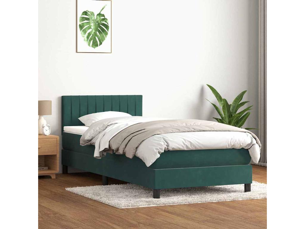 Luxameub bed base and dark green 90x220 cm velvet mattress PIUY14485