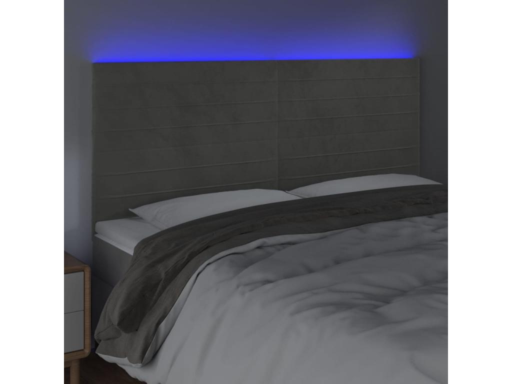 Light Grey LED Headboard 200x5x118/128 cm Velvet UKFT34464