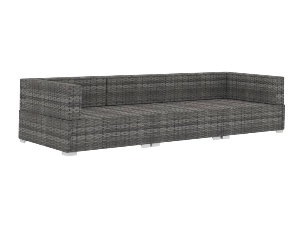 Garden furniture set with cushions, 3 pcs, grey woven resin, VEUT91288