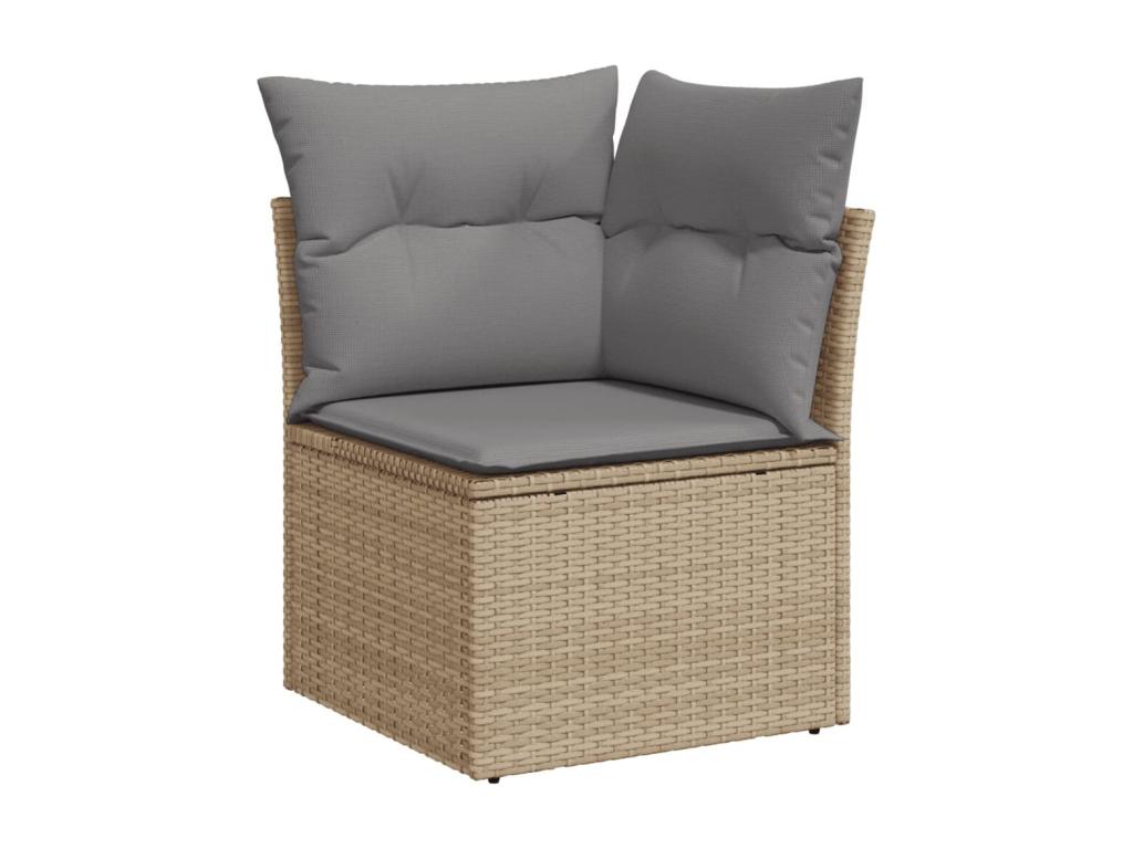 Garden furniture set with cushions, 6 pieces, beige woven resin, SPVF57728